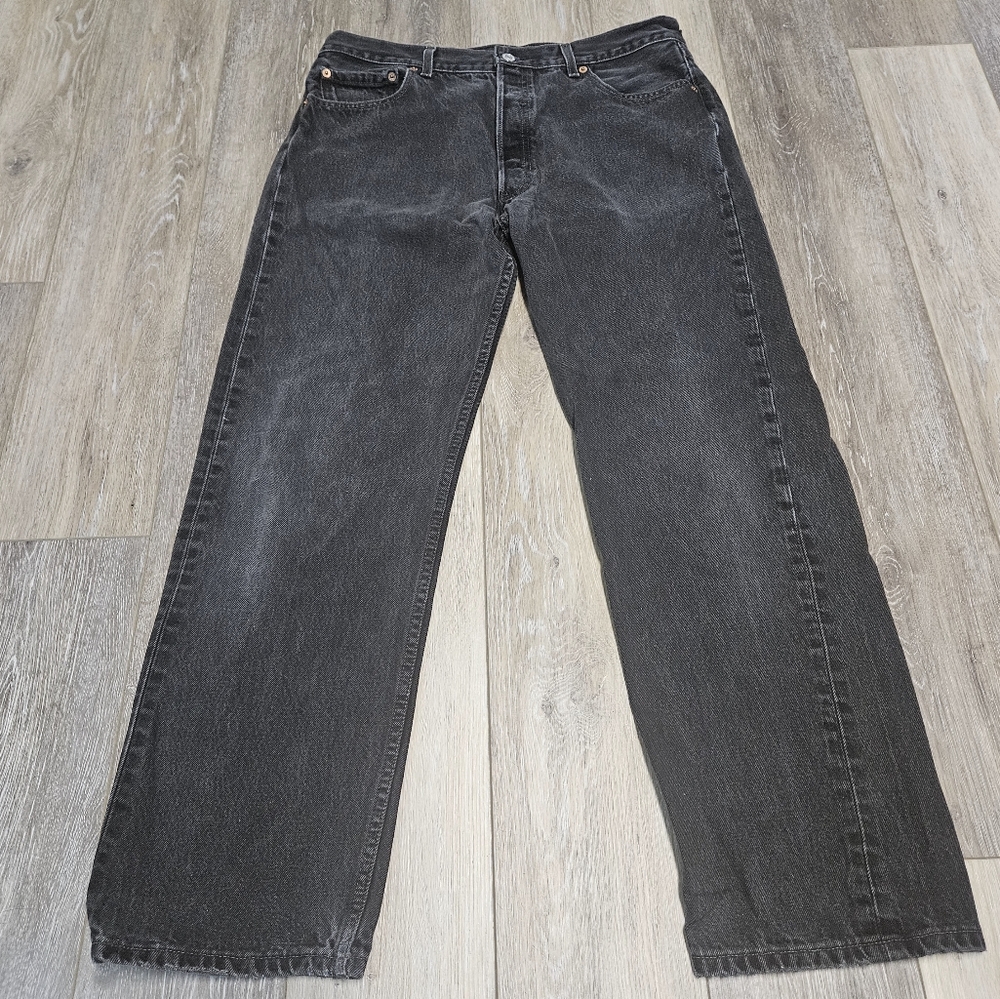 Levi's 501 Y2k Vintage Straight Leg Jeans Black Denim Men's 36x30 Grunge Relaxed